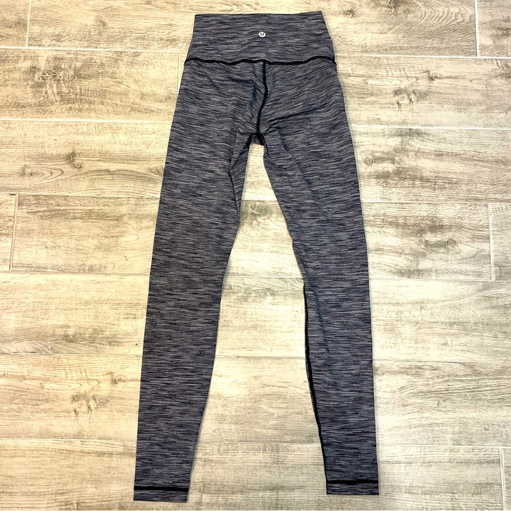 Lululemon Wunder Under Pants High Rise Black Gray Stripe Size 4 Style W5ap5s